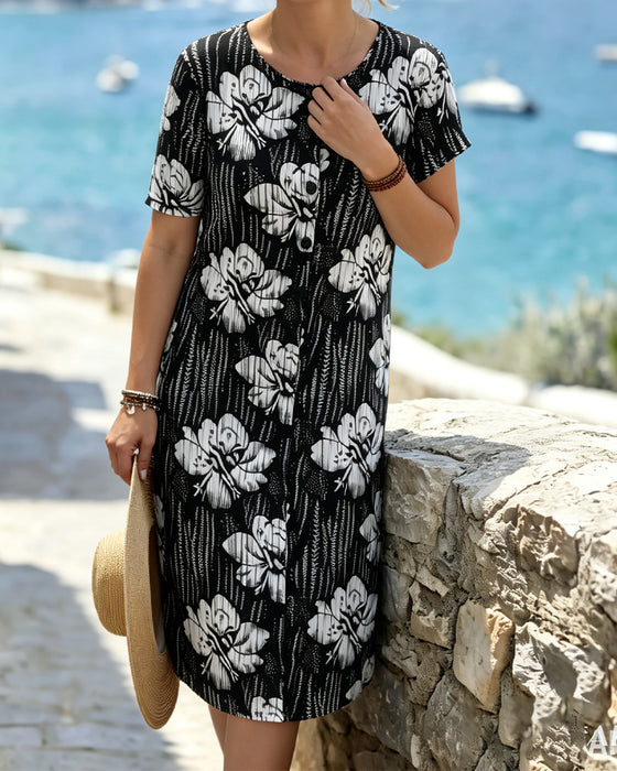 Casual Jurk Bloemenprint Korte Mouwen