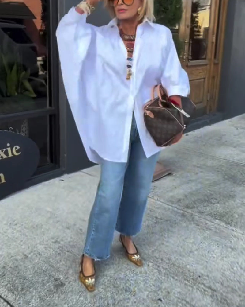 Overhemd Mode Losse Pasvorm Gekraagd