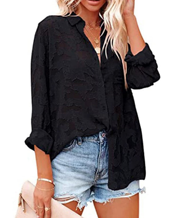 Blouse Chiffon Jacquard Sheer