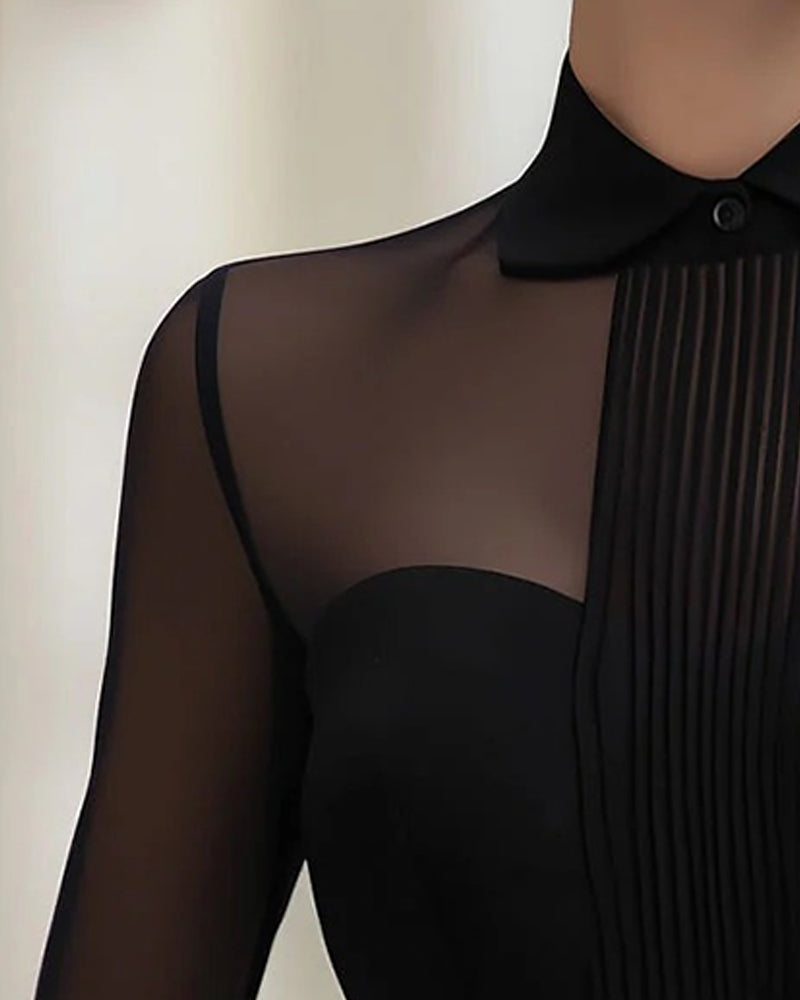 Blouse Elegant Mesh Lange Mouw