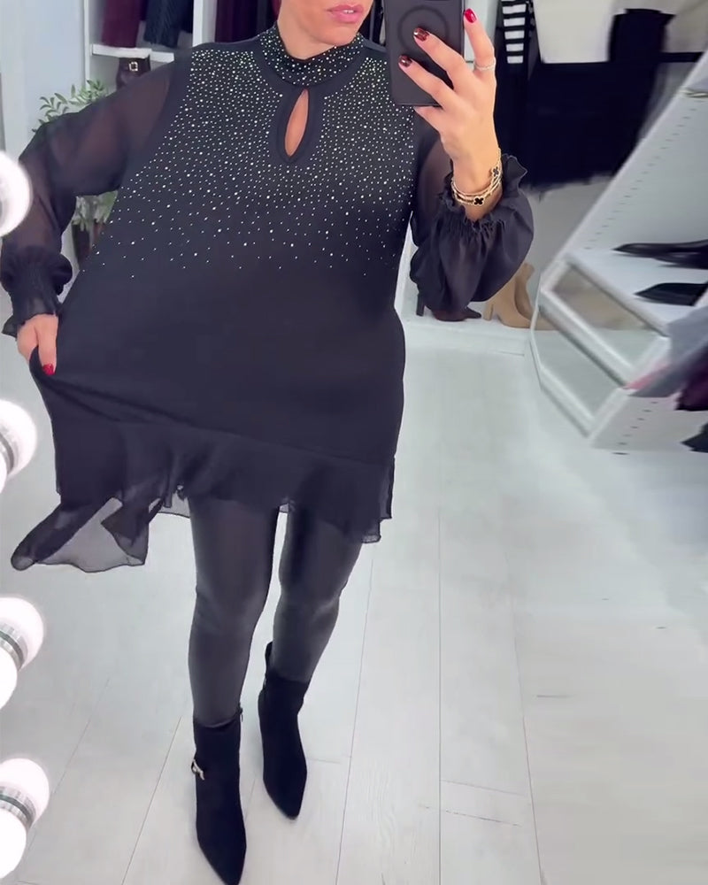 Langmouwige Blouses Met Patchworkdetails En Rhinestones