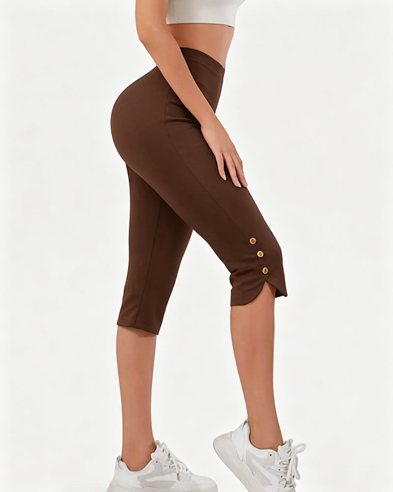 Leggings Effen Slim-Fit Ingekort