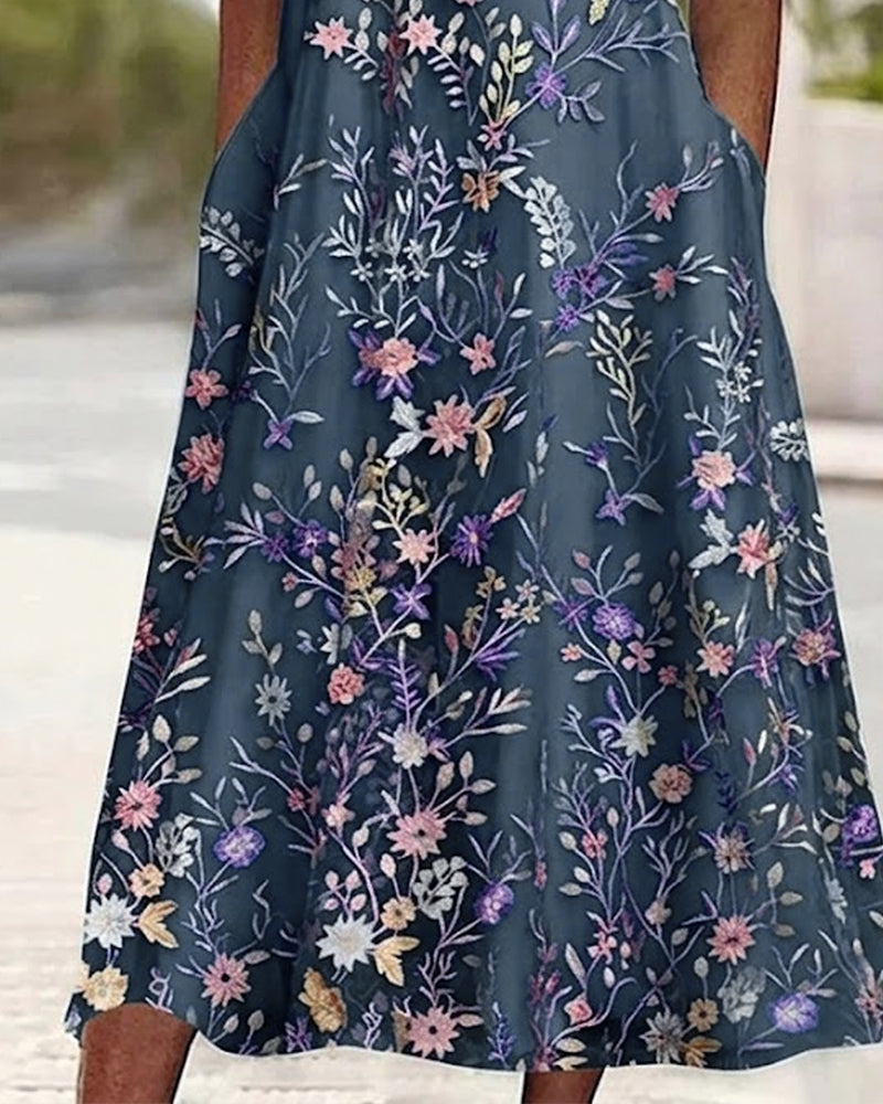 Jurk Kant Bloemenpatroon Patchwork A-Lijn
