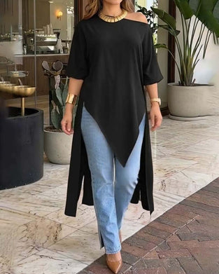 Blouse Enkel Schouder Asymmetrisch
