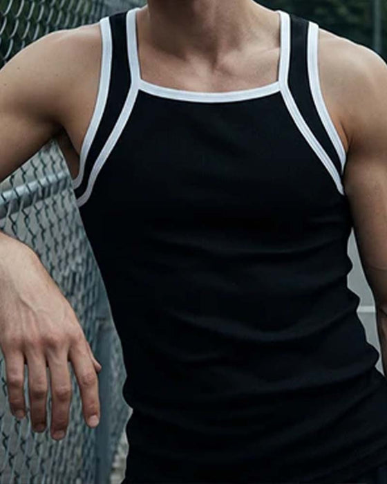 Heren Tank Top Mouwloos Contrasterende Kleur