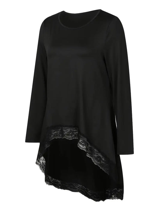 Onregelmatige Lange Mouwen Top Met Mesh-Patchwork