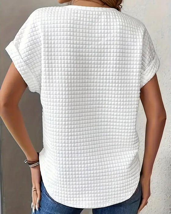 T-Shirt Ronde Hals Effen Kleur Vleermuismouwen