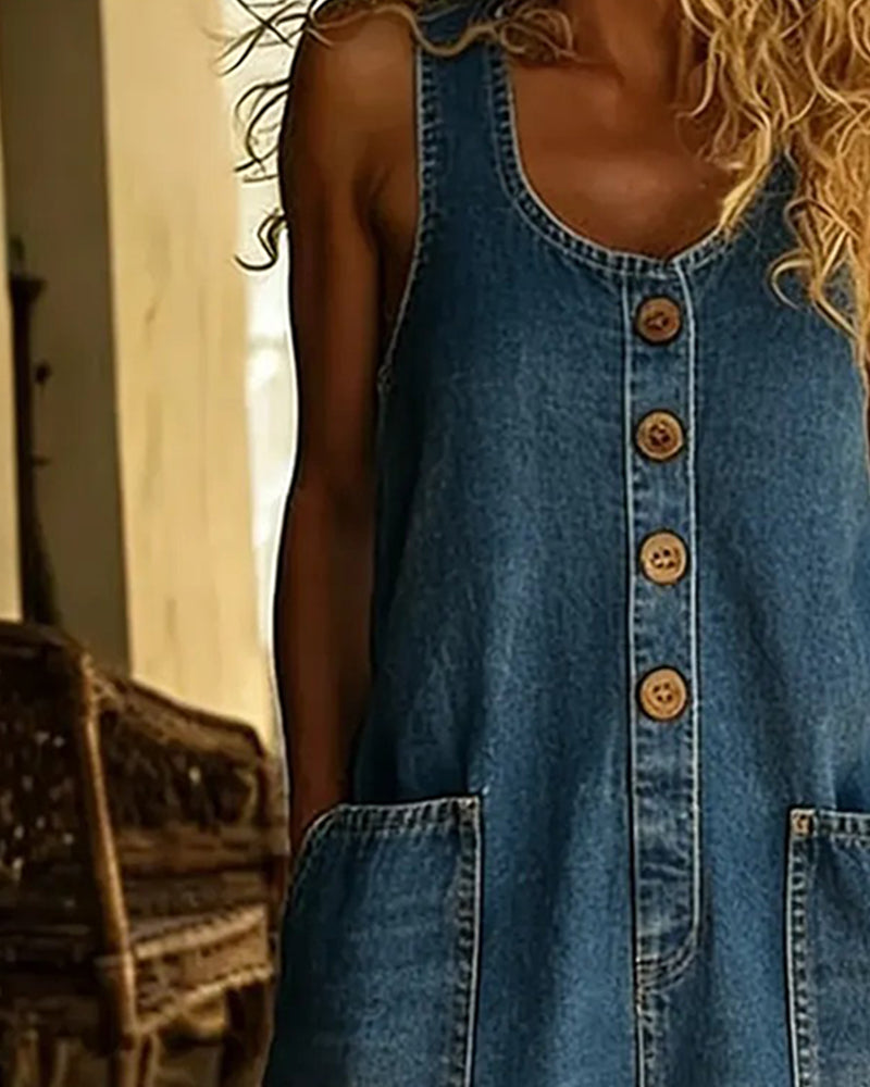 Jurk Casual Mouwloos Grote Zak