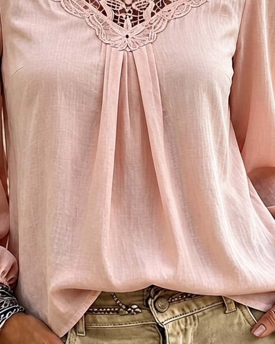 Blouse Kant Paneel Pofmouw