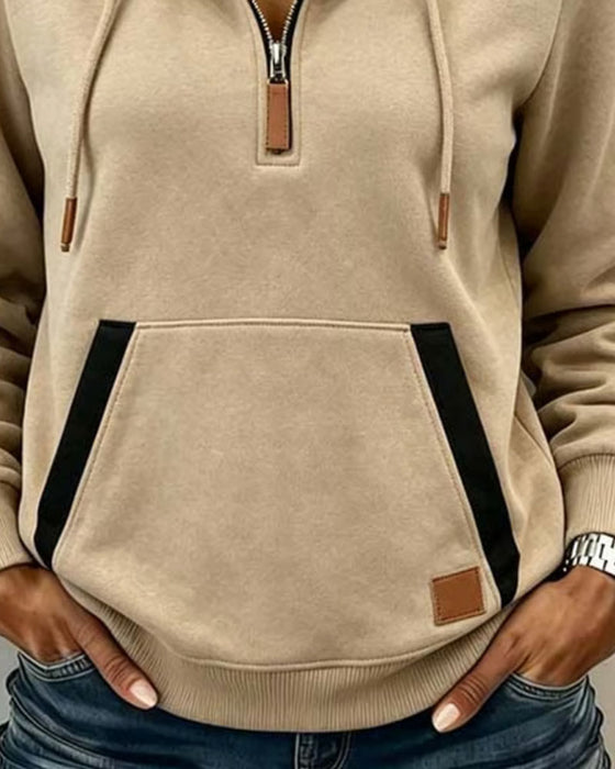 Hoodie Half Rits Luipaardprint