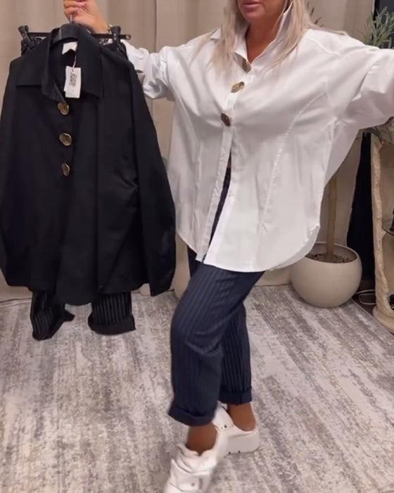 Stijlvol effen overhemd met revers en knoop