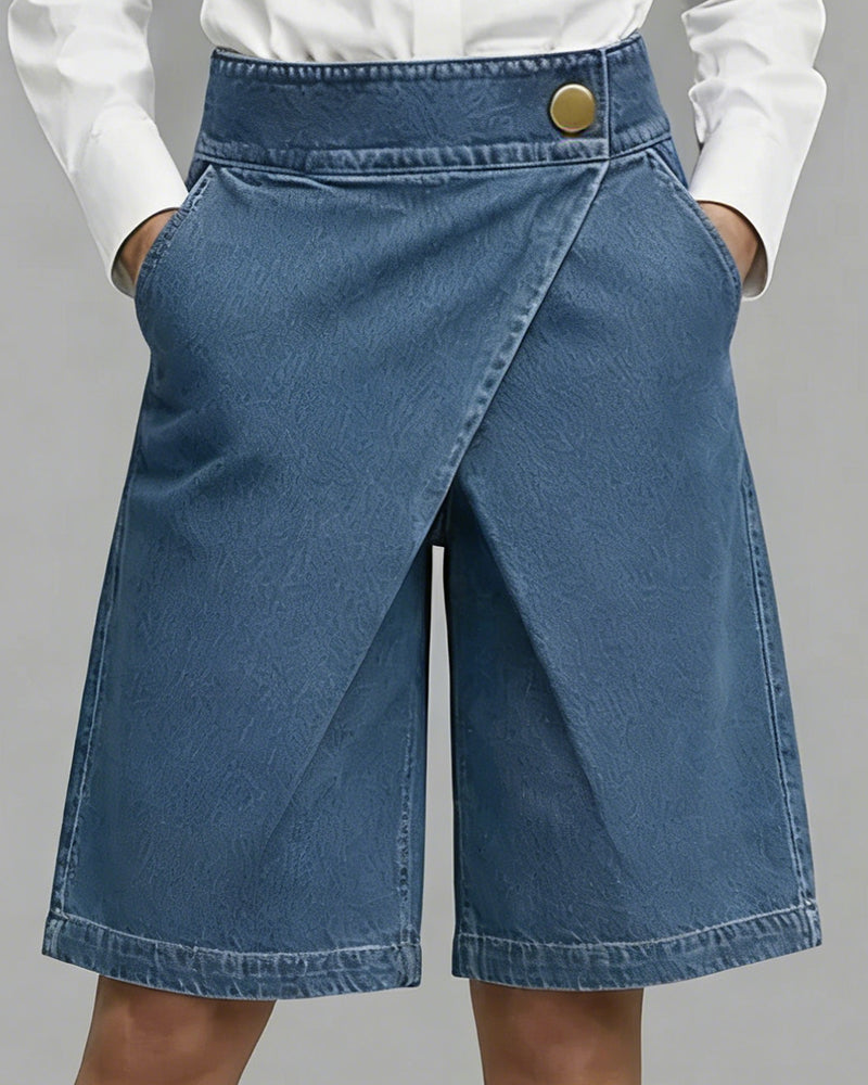 Broek Denim Asymmetrische Zak