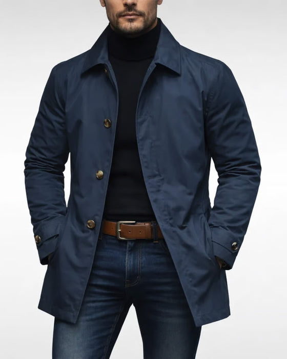 Weerbestendig Lang Jas | Heren Geïsoleerd Knoop Jack Outerwear