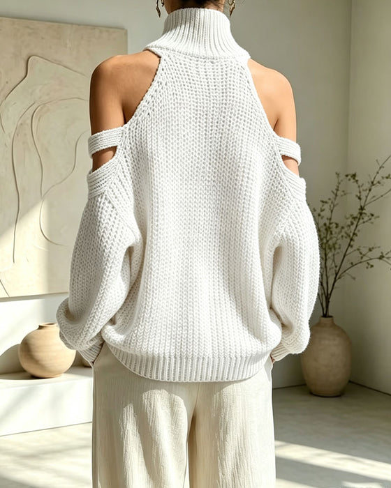 Pullover Turtleneck Hangende Kraag Schouder-Cutout