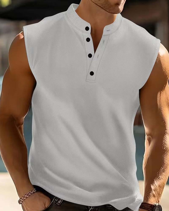 Tanktop Heren Henley Effen Sport