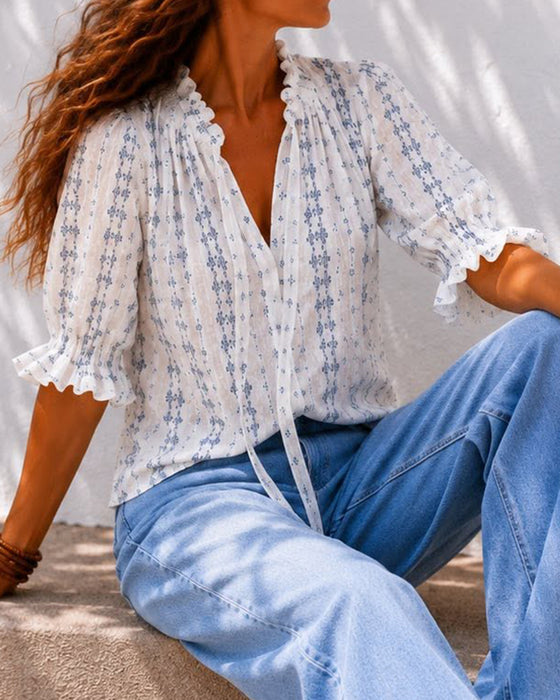 Blouse Klein Bloemig Ruche