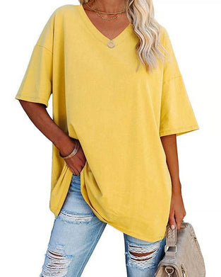 T-Shirt V-Hals Los Casual Korte Mouw