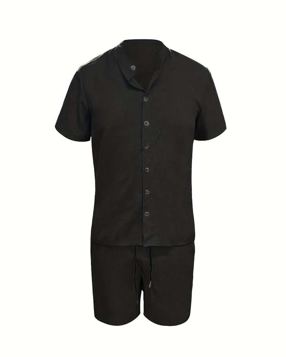 Heren Set Korte Mouw Overhemd En Shorts