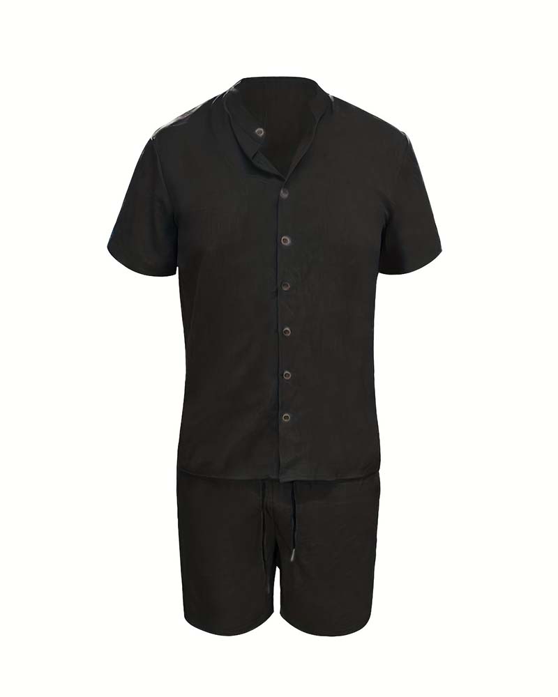 Heren Set Korte Mouw Overhemd En Shorts