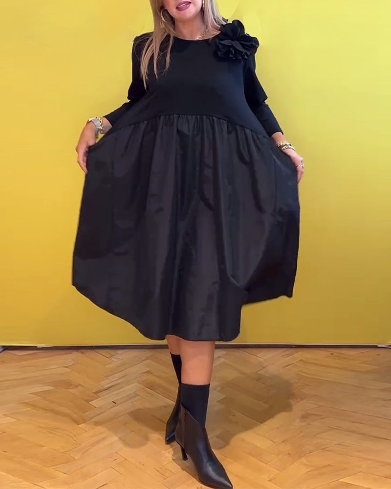 Casual jurk met ronde hals, effen kleur