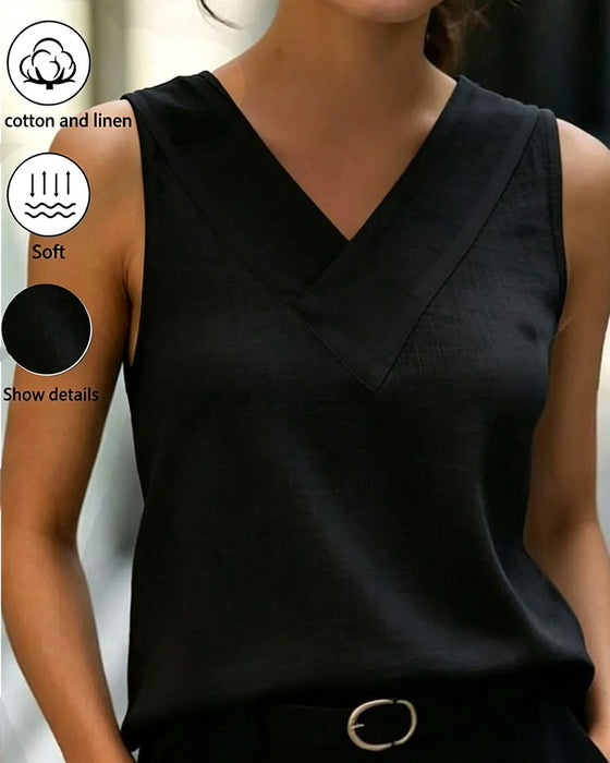 Tank Top Mouwloos V-Hals Kruis