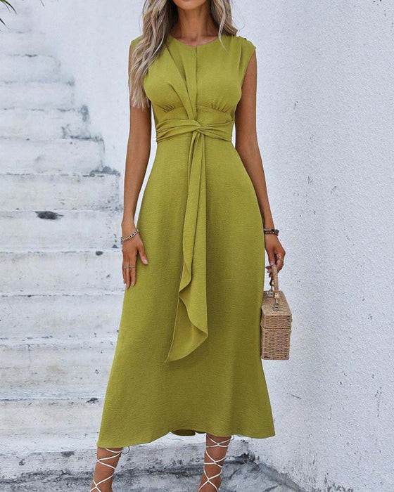 Jurk Effen Ingesnoerde Taille Strik