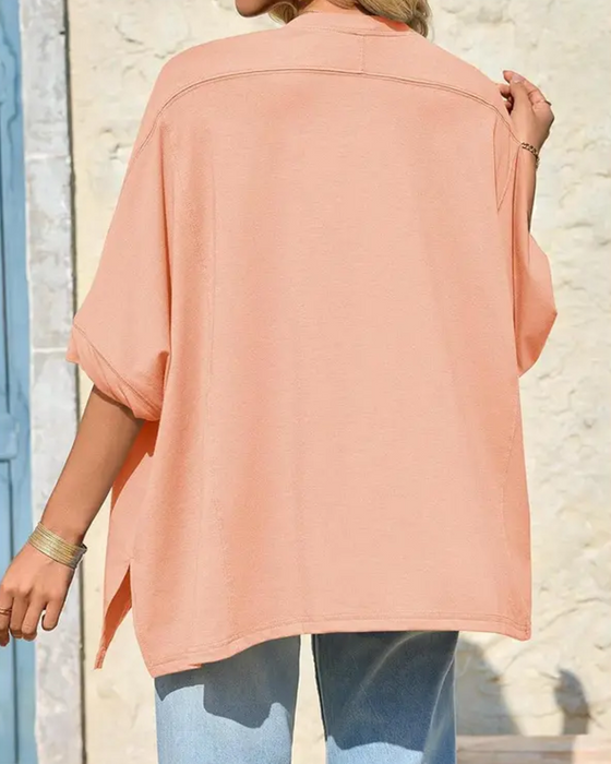 T-Shirt Loose Fit Alledaags Vleermuismouw