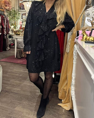 Jurk Wijdvallend Ruisie Afwerking Ge-Sequinned