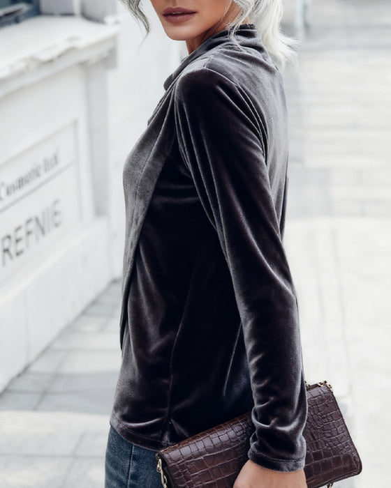 Effen Kleur Langmouwige Top Met Ontwerp