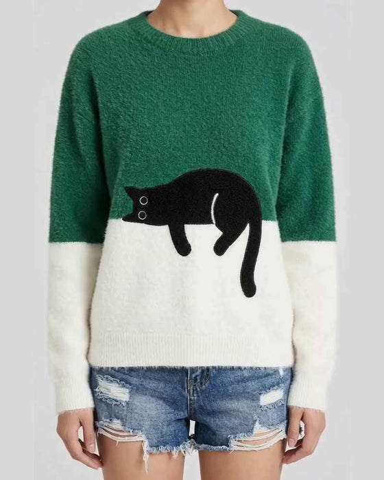 Trui Rondhals Contrastkleur Kat