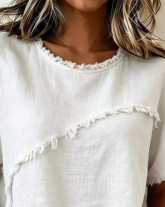 Blouse Casual Ronde Hals Korte Mouwen