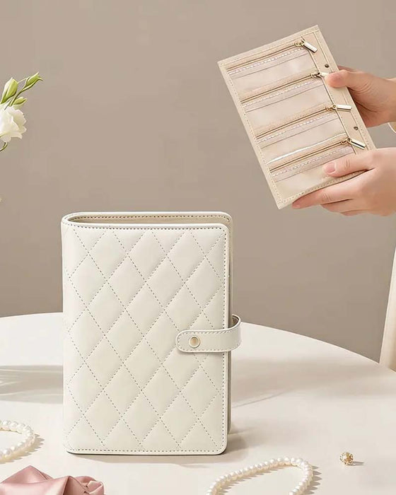 Luxe Gequiltde Crème Reisorganizer Makkelijke Toegang Vakken Waterdicht Cadeau Voor Haar