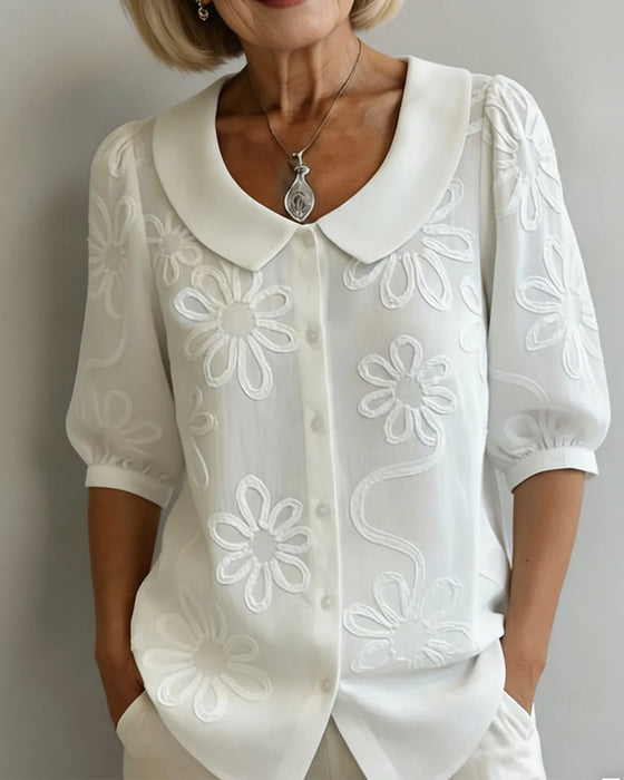 Blouse Bloemenprint Korte Mouw