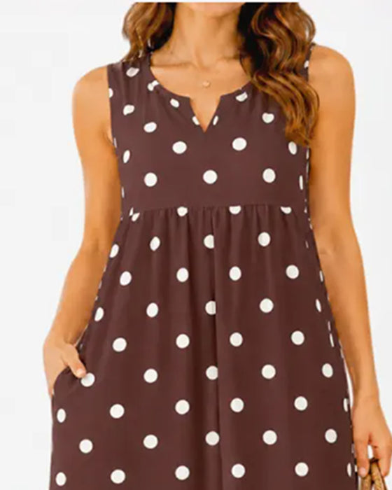 Jurk Hoge Taille Casual Mouwloos