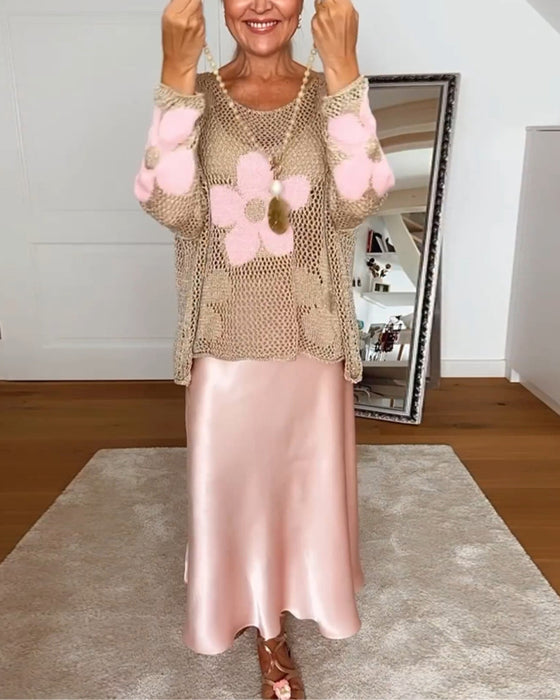 Casual holle trui met ronde hals en lange mouwen