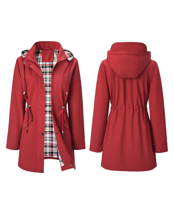 Dames Lange Waterdichte Trenchcoat Met Capuchon