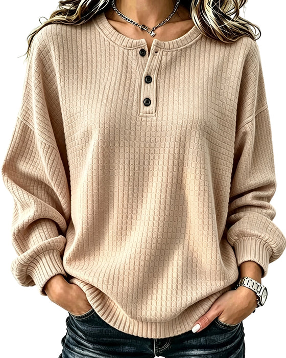 Sweatshirt Ronde Hals Knoop Effen