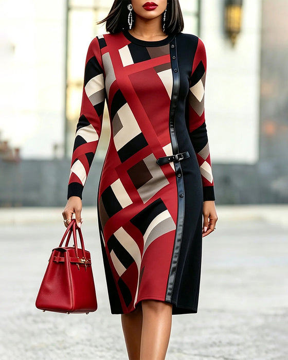 Jurk Geometrisch Kleurblok Patchwork