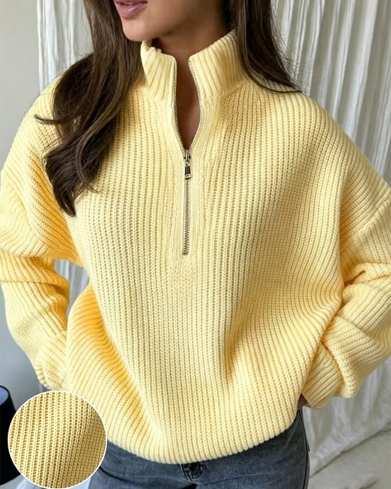 Pullover Halve Rits Staande Kraag Stijlvol