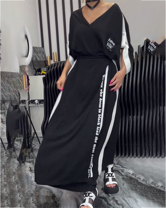 Pak V-Hals Onregelmatig Losse Broek