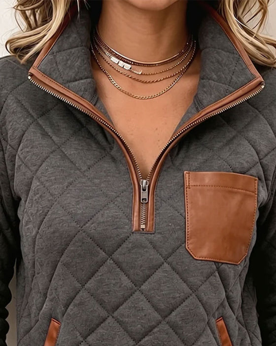 Sweatshirt Argyle Half Rits Kraag
