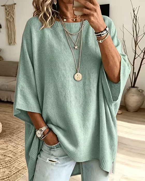 Pullover Losse Ronde Hals Effen
