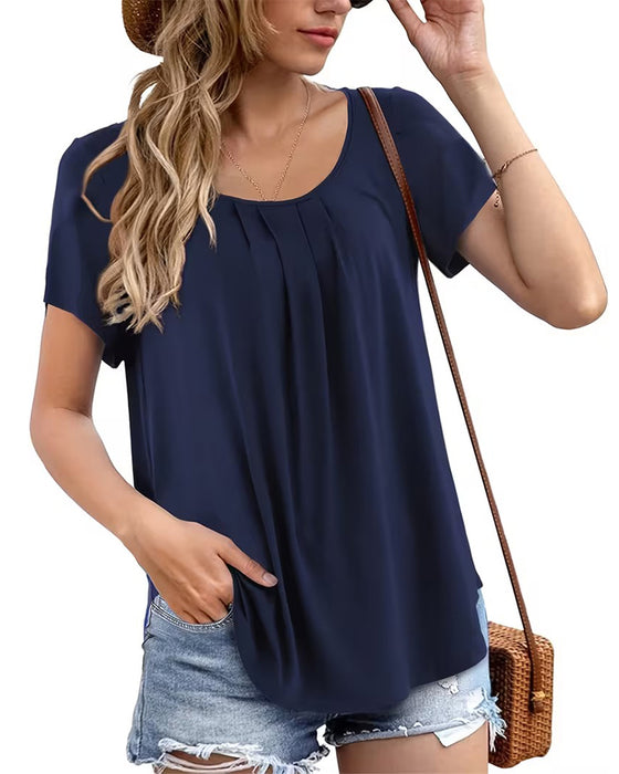 T-Shirt Geplooid Casual Korte Mouw