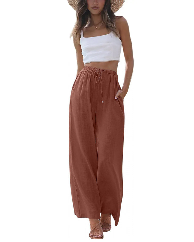 Broek Loose Fit Casual Trekkoord Wijd Pijp