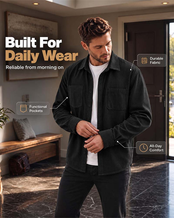 👔 Heren Casual Corduroy Overhemdjas – Klassieke Textuur Ontmoet Dagelijks Comfort