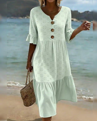 Jurk Doorgebroken Middenlang Met Ruches