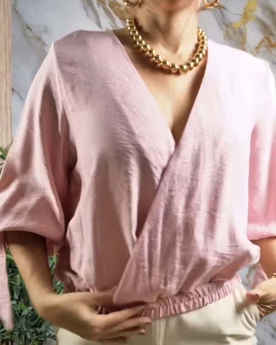 Blouse V-Hals Elastische Taille