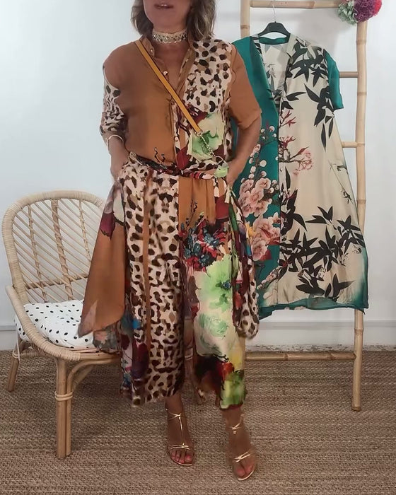 Tweedelige set met retromode en contrasterende print