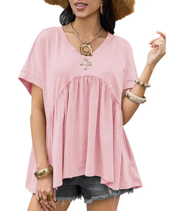 T-Shirt V-Hals Geploooid