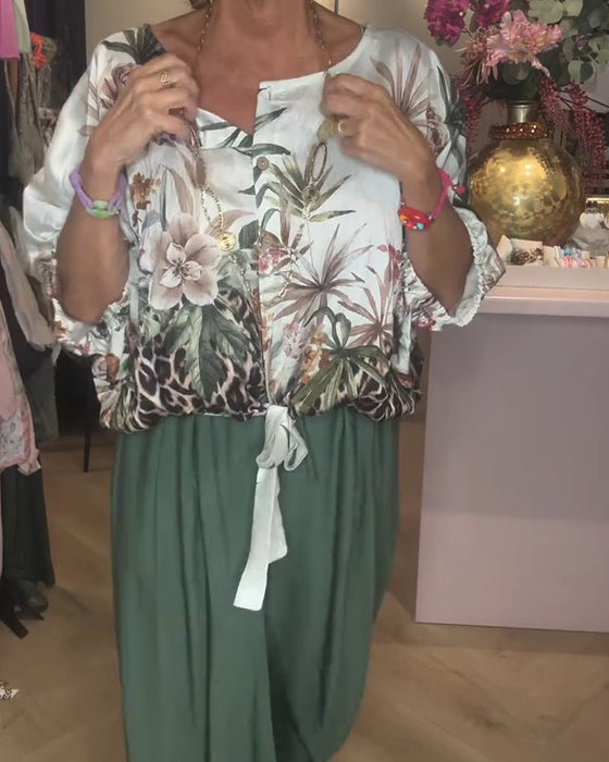 Blouse Vleermuis Mouw Afdruk Los